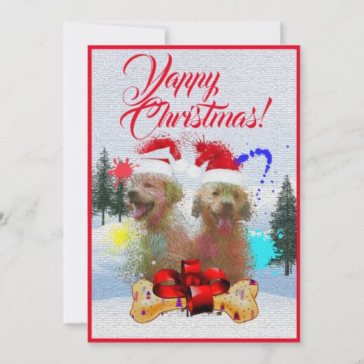 カスタマイズおもしろい可能なラブラドールYappyクリスマスカード 案内状 (正面)