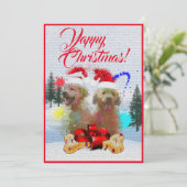 カスタマイズおもしろい可能なラブラドールYappyクリスマスカード 案内状 (スタンド正面)