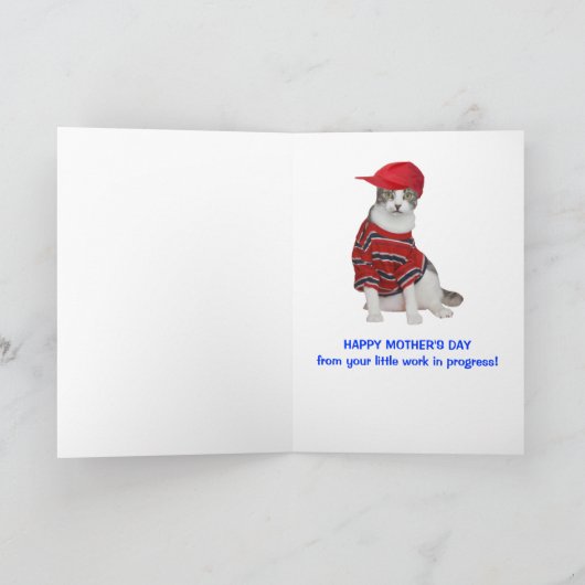 カスタマイズおもしろい可能な母の日のかわいらし猫 カード (内部)