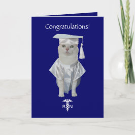 カスタマイズおもしろい可能な猫看護卒業 カード