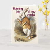 カスタマイズおもしろい可能な空白の白いうさぎ カード (黄色い花)