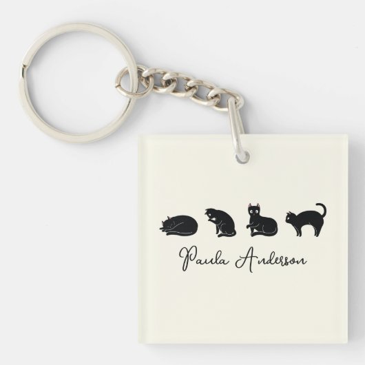 カスタマイズおもしろい可能な黒猫 キーホルダー (正面)