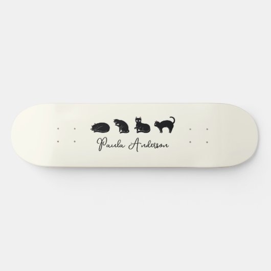 カスタマイズおもしろい可能な黒猫 スケートボード (横)