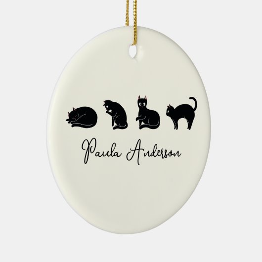 カスタマイズおもしろい可能な黒猫 セラミックオーナメント (右)