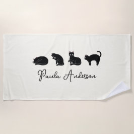 カスタマイズおもしろい可能な黒猫 ビーチタオル