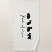 カスタマイズおもしろい可能な黒猫 ビーチタオル (正面)