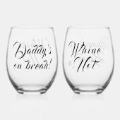 カスタマイズおもしろい可能な「Mama's on Break」 ステムなしワイングラス (裏面)