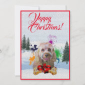 カスタマイズおもしろい可能なCavapoo Dog Yappyクリスマスカード 案内状 (正面)