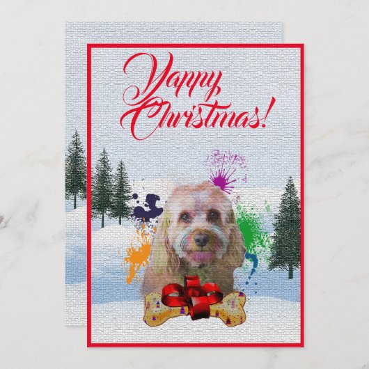 カスタマイズおもしろい可能なCavapoo Dog Yappyクリスマスカード 案内状 (正面/裏面)