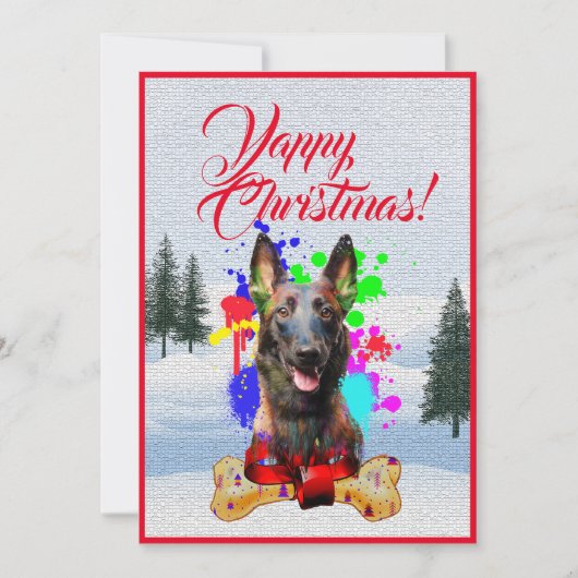 カスタマイズおもしろい可能なMalinois Dogクリスマスカード 案内状 (正面)