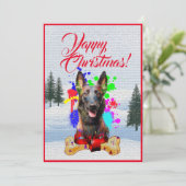 カスタマイズおもしろい可能なMalinois Dogクリスマスカード 案内状 (スタンド正面)