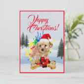 カスタマイズおもしろい可能なMorkie Dogクリスマスカード 案内状 (スタンド正面)