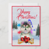 カスタマイズおもしろい可能なPomsky Dogクリスマスカード 案内状 (正面)