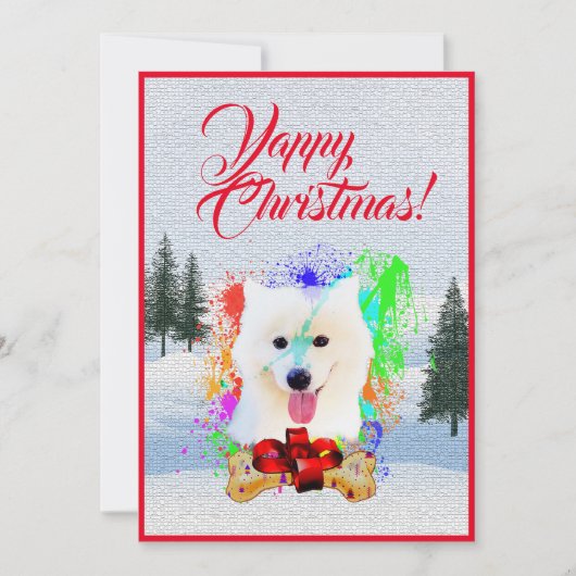 カスタマイズおもしろい可能なSamoyed Dogクリスマスカード 案内状 (正面)