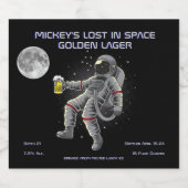 カスタマイズおもしろい宇宙の宇宙飛行士 ビールラベル (シングルラベル)