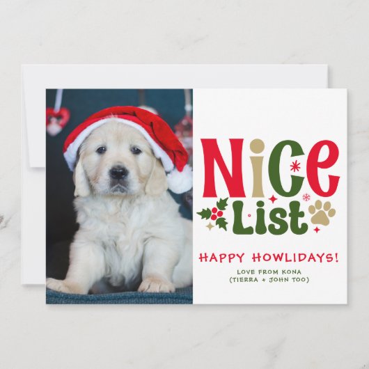 カスタマイズおもしろい犬写真クリスマスパピー写真 シーズンカード (正面)