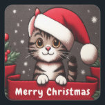 カスタマイズおもしろいChristmas Mischievous Tabby Cat スクエアシール<br><div class="desc">クリスマスのいたずら好きなタビー猫のスクエアカスタマイズステッカーでおもしろい、お客様のホリデーシーズンにユーモアとパーソナライゼーションを追加。 タビーよくはしゃぐネコを使用したメッセージを追加したステッカーでユニークす。あなたはの猫好きであれ、単にあなたの休日のアイテムにお洒落おもしろいと方法を求め飾るかどうか、このデザインはユーモアと個性のtouchを提供する。笑い声やフェスティバル応援を猫のステッカーで貼り付け、休日の装飾や贈り物のパーソナライズに最適。</div>