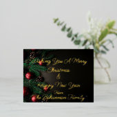(カスタマイズお名前)メリー・クリスマス&ハッピーニューズ 箔シーズンポストカード (立ち正面)