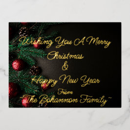 (カスタマイズお名前)メリー・クリスマス&ハッピーニューズ 箔シーズンポストカード