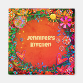 カスタマイズお洒落かわいらしフローラ マグネット (正面)