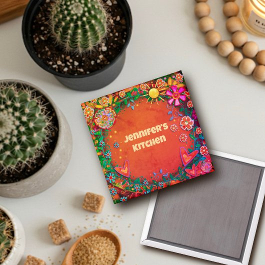 カスタマイズお洒落かわいらしフローラ マグネット