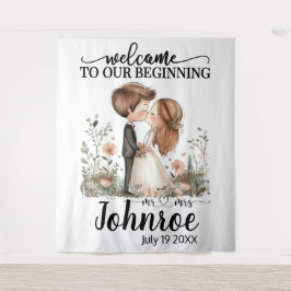 カスタマイズお洒落可能結婚な背景 タペストリー