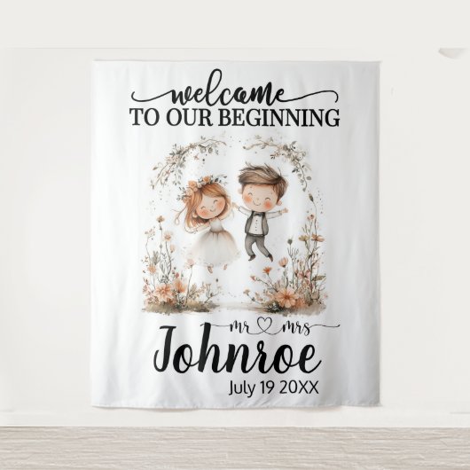 カスタマイズお洒落可能結婚な背景 タペストリー (正面)