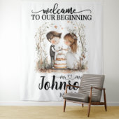 カスタマイズお洒落可能結婚な背景 タペストリー (インサイチュ)