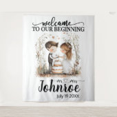 カスタマイズお洒落可能結婚な背景 タペストリー (正面)