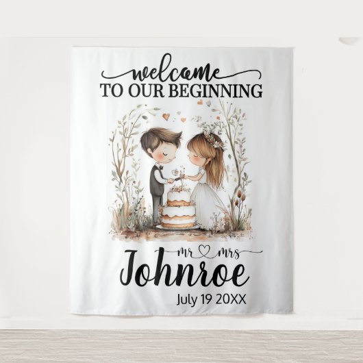 カスタマイズお洒落可能結婚な背景 タペストリー (正面)