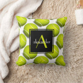 カスタマイズかわいいテニス・ボールwのイニシャル及び名前 クッション (ブランケット)