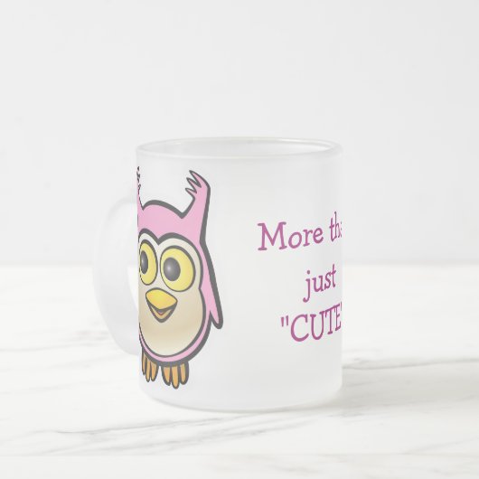 カスタマイズかわいいピンクのベビーのフクロウの漫画 フロストグラスマグカップ (正面左)