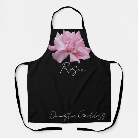 カスタマイズかわいらし可能なピンクのバラ名ロージーかわいいボホ エプロン (正面)