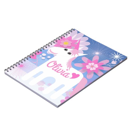 カスタマイズかわいらし可能なピンクのユニコーンスパイラルメモ帳 ノートブック (左側)