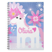 カスタマイズかわいらし可能なピンクのユニコーンスパイラルメモ帳 ノートブック (正面)