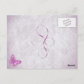 カスタマイズかわいらし可能なピンクバタフライデザイン ポストカード (裏面)