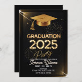 カスタマイズきらめく金ゴールド 招待状 (正面/裏面)