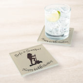 カスタマイズこのハイキングハッピー60誕生日おじいちゃん ガラスコースター (アングル)