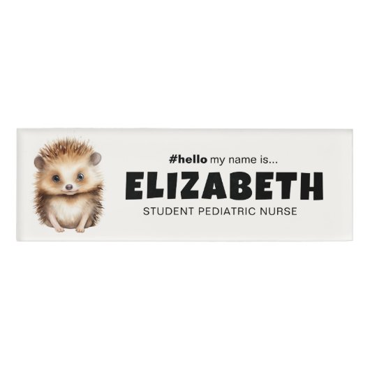カスタマイズこんにちは私の名前はハリネズミ磁気名 名札 (正面)