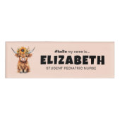 カスタマイズこんにちは私の名前は可愛い牛の磁気名 名札 (正面)