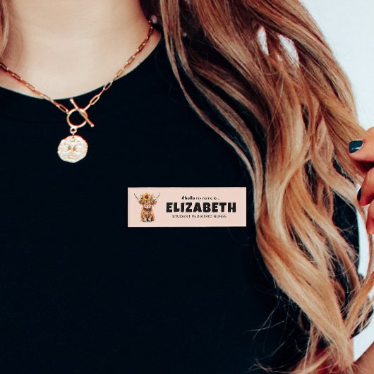 カスタマイズこんにちは私の名前は可愛い牛の磁気名 名札