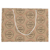 カスタマイズされたクリスマスツリーのKraftビジネスロゴ ラージペーパーバッグ (裏面)