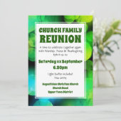 カスタマイズされたグリーンボケ チャーチ ファミリー リユニオン 招待状 (スタンド正面)