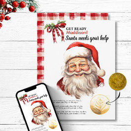 カスタマイズされたサンタがあなたの助けを必要としています 赤い魔法の願い シーズンカード