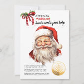 カスタマイズされたサンタがあなたの助けを求める 赤い魔法の願い シーズンカード (正面)