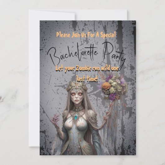カスタマイズされたゾンビ・ブライズメイド・パーティーカード ファン・ワイルド 招待状 (正面)