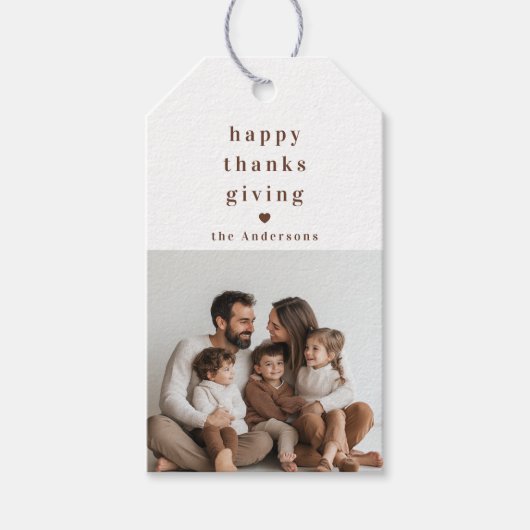 カスタマイズされたハッピーサンクスギビング写真 ギフトタグ (正面)