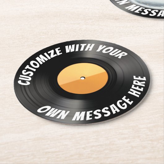 カスタマイズされたビニールレコードラウンドペーパーコースター ラウンドペーパーコースター (アングル)