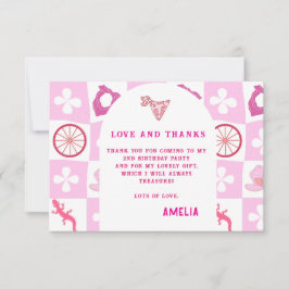 カスタマイズされたピンクのカウガールチェックの誕生日 サンキューカード