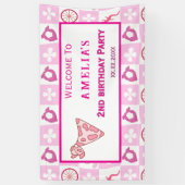 カスタマイズされたピンクのカウガール誕生日パーティー 横断幕 (縦)